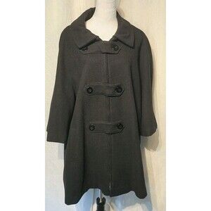 Roaman's‎ Women's Black Long Wool Blend  Pea Coat Work Casual Plus Size 24W